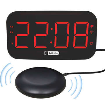 Zeit Halter ZH027A Digital LED Alarm Clock Vibrating Dual USB Chargers Colorful Ni... (COLOR: BLACK)