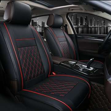 1psc PU Leather Car Full Surround Seat Cover Cushion Protector Set Universal ... (COLOR.: BLACK&RED)