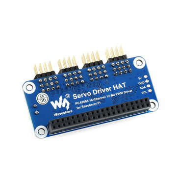 Servo Driver HAT (B) Servo Drive Board Right Angle Pinheader for Raspberry Pi 16-Channel 12-bit I2C