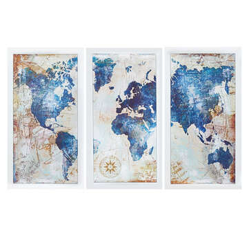 3Pcs World Map Modern Wall Pictures Canvas Hanging Painting Home Living Room De... (TYPE: FRAMELESS)
