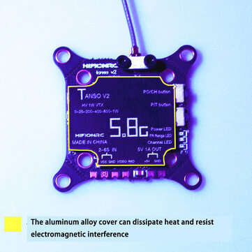 HIFION RC TANSO V2 Racing 5.8GHz VTX 40CH 0/25/200/400/800/1000mW Switchable FPV Transmitter VTX ant