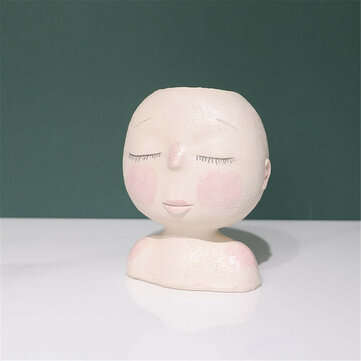 Nordic Doll Shaped Flower Pot Sculpture Flower Pot Art Vase Home Decor Succulents Head Shaped Vase O