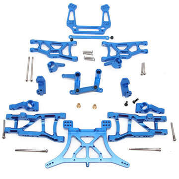 Upgraded Metal C Hub Seat Steering Cup Suspension Arm F/R Shock Tower Set for Slash... (COLOR: BLUE)