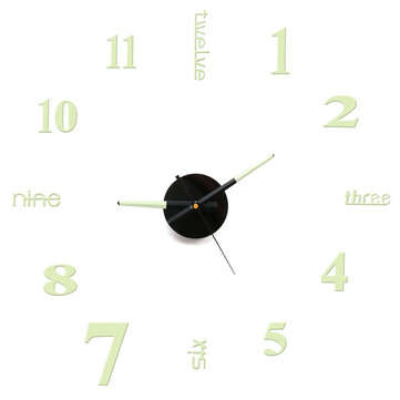 27/37/47 inch 3D DIY Wall Clock Silent Large Quartz Luminous Wall Night Clocks (SIZE: 37INCH)