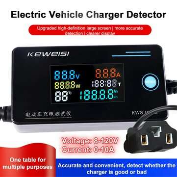 KEWEISI KWS-DC22 Electric Vehicle Charger Detector Digital Voltmeter Ammeter Wattmeter Voltage Curre