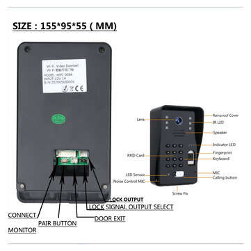 ENNIO SY709BMJLP11 7 inch Wifi Wireless Video Door Phone Doorbell Intercom System with Wired Fingerp