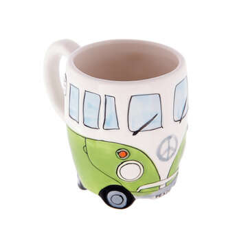 Creative Hand Painting Cartoon Double Bus Mugs Retro Ceramic Cup Coffee Milk Tea ... (COLOR.: GREEN)