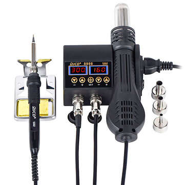 JCD 8898 2 in 1 750W Soldering Station Hot Air Heater LCD Digital Display Sold... (PLUG: 220VEUPLUG)