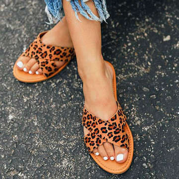 Women`s Sandals Slippers Fashion Pattern Slip Durable Beach Outdoor ... (SIZE: 41 | COLOR.: LEOPARD)