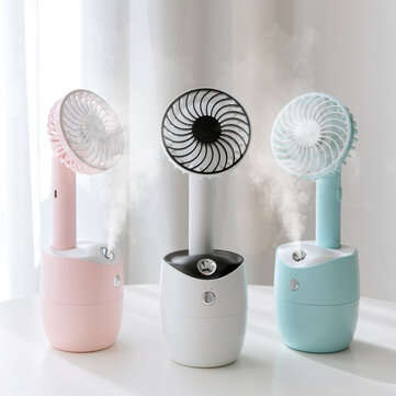 2 In 1 Rotating Spray Air Humidifier Fan USB Charging 3 Gears White Pink Blue (COLOR: PINK)