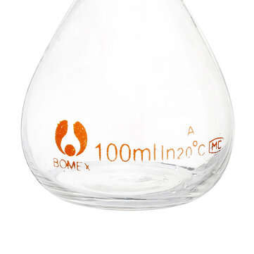 100mL Clear Glass Volumetric Flask w/ Glass Stopper Lab Chemistry Glassware