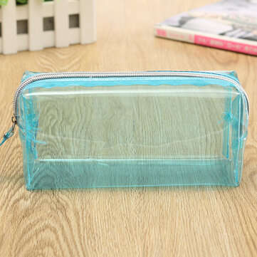 Clear Cosmetic Bags Pouch Zipper Toiletry Multifunctional Plastic PP Bag Lady... (COLOR.: LIGHTBLUE)