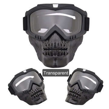 Reflective Motorcycle Skull Glasses Face Cover Outdoor Sport Bike Shield Gog... (COLOR: TRANSPARENT)