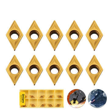 Drillpro 10pcs DCMT070204 Carbide Insert DCMT 0702 Cutter For for SDNCN Turning Tool Holder