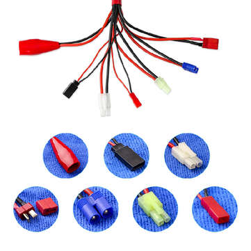 EV-PEAK 7in1 Banana Plug to JST TRX Tamiya T Deans EC3 Futaba Plug Multi-function Charging Cable for