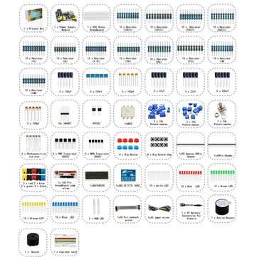 AOQDQDQD DIY Electronics Basic Starter Kit with Breadboard Jumper Wires Resistors Buzzer for Arduino