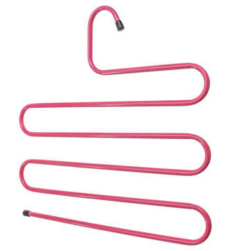 5Pcs Hanger 5 Layers S Shape Multi Clothes Layer Storage Pants Hang Storage Rack (COLOR: PINK)