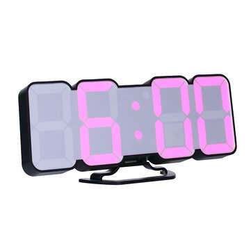 3D LED Digital Wall Clock Wireless Remote Digital RGB LED Alarm Clock USB Sound C... (COLOR.: BLACK)