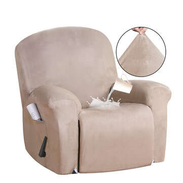 Recliner Cover Non Slip Stretch Suede Couch Armchair Chair Covers Protector (COLOR.: BROWN)