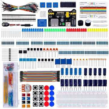 AOQDQDQD DIY Electronics Basic Starter Kit with Breadboard Jumper Wires Resistors Buzzer for Arduino