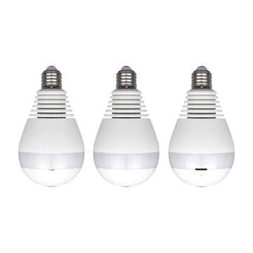 360 Panoramic Hidden Fisheye Camera LED Light Bulb 1080P HD Wifi CCTV Security