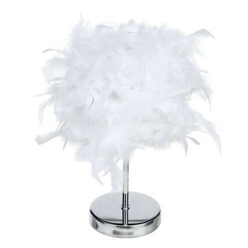 Feather Shade Table Lamp Metal Vintage Elegant Bedside Desk Night Light Ho... (TYPE: NODIMMERSWITCH)