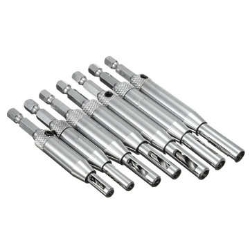 7pcs HSS Hex Shank Self Centering Door Lock Hinge Drill Bit Pilot Hole Tool Set