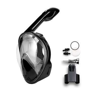 COPOZZ Full Face Scuba Diving Mask Anti Fog Goggles with Camera Mount Un... (SIZE: L | COLOR: BLACK)