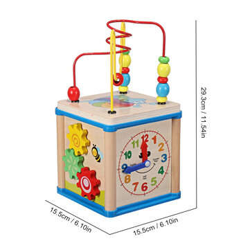 Wooden Multi-functional Wisdom Aroind Treasure Box with Beads Parent-child Educational Learning Toy