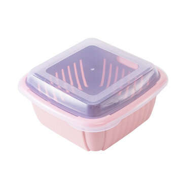 Double Layers Drain Basket Quick Drain Wash Fruits Vegetables Kitchen Tray Storage ... (COLOR: PINK)