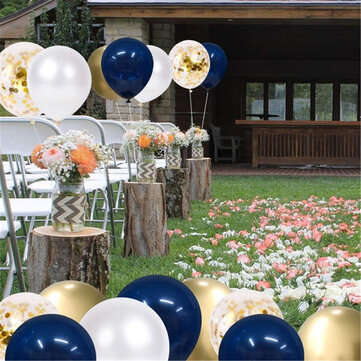 61Pcs Navy Theme Party Balloon Set Arch Latex Balloon with Gold Confetti Set for Kids Baby Shower Bi