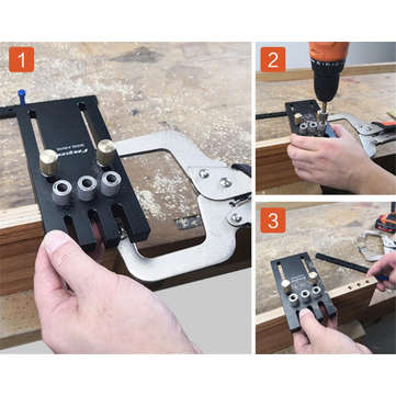 Dowelling Jig Set Aluminium Alloy 3 In 1 Woodworking Dowel Drilling Position Jig Drilling Guide Kit