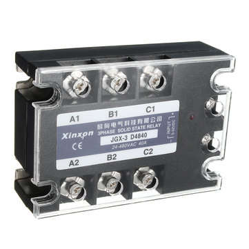 JGX-3 D4840 Three Phase Solid State Relay SSR DC-AC 40A Input 3-32VDC 24-480VAC