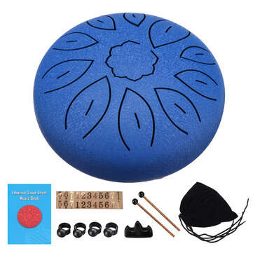 6 Inch 11 Tone B Tune Ethereal Drum Steel Tongue Drum for Children Music Lovers Beg... (COLOR: BLUE)