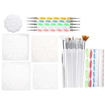 33Pcs Mandala Dotting Tools Set Rock Painting Kit Nail Art Pen Paint Stencil