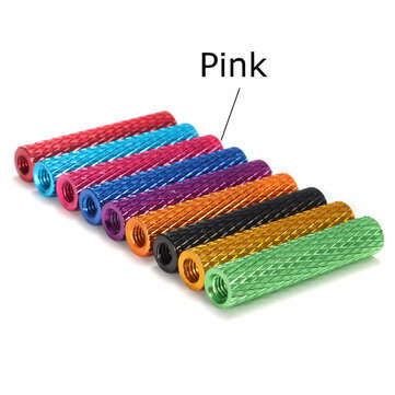 Suleve M3AS6 10Pcs M3 28mm Knurled Standoff Aluminum Alloy Anodized Spacer  (COLOR.: PINK)