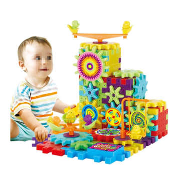 82pcs Children`s Electric Variety Building Blocks Assemble Electronic Gear Splicing Assembling Jigsa