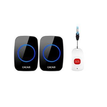 CACAZI C10 Smart Home Wireless Pager Doorbell Old Man Emergency Al... (PLUG: EUPLUG | COLOR1: BLACK)