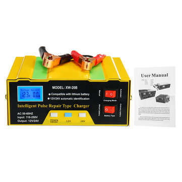 12V/24V Car Battery Charger Full Auto Intelligent 10A Pulse Repair Maintenance (PLUG: USPLUG)