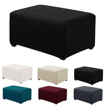 Stretchy Fabric Footstool Cover Square Ottoman Protector Stretch Slipcover for H... (COLOR.: JASPER)