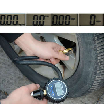 200Psi Digital Tire Pressure Gauge Night Vision With Blue Backlight LCD Display