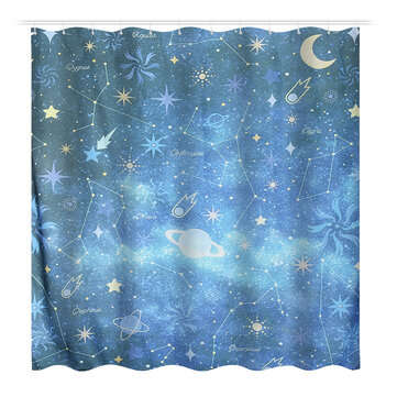 1.8m Waterproof Polyester Fiber Bathroom Shower Curtain Bath Curtains with 12 Hooks (PATTERN: A)