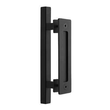12 Inch Rustic Barn Door Handle for Sliding Door Barn Door Hardware Black Door Pull Plate Antique Lo
