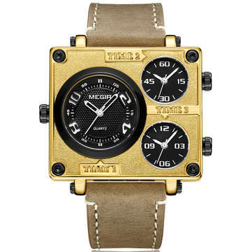 Megir 2069 Square Dial Multi Time Zone Men Quartz Watch (no.: 3)