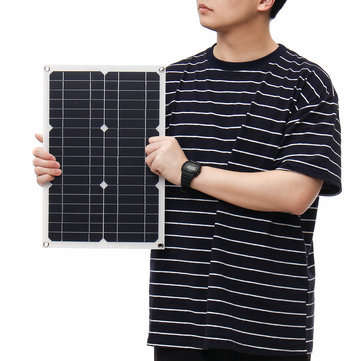 20W 18V 5V EVA + PET Solar Panel with Dual USB & DC In-line