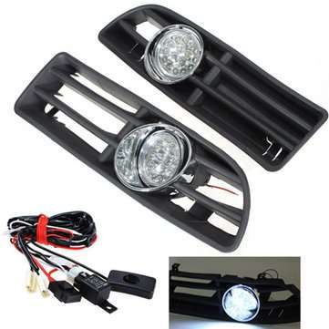 Car Front Bumper Grille Grill Driving Fog lights with Switch and Harness for Volkswagen Jetta Bora 1