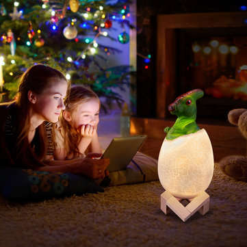 KL-02 Decorative 3D Deputy Dinosaur Egg Smart Night Light Touch Switch 3 Colors Change LED Nightligh