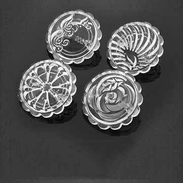 4 Stamps Moon Cake Mould 3D DIY Transparent Round Mooncake Mold Mid-autumn Festival Baking Accessori