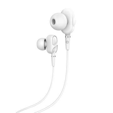 HOCO M62 3.5mm In-ear Stereo Earphone Dual Drive Headphones with Mic for iPhone S... (COLOR.: WHITE)