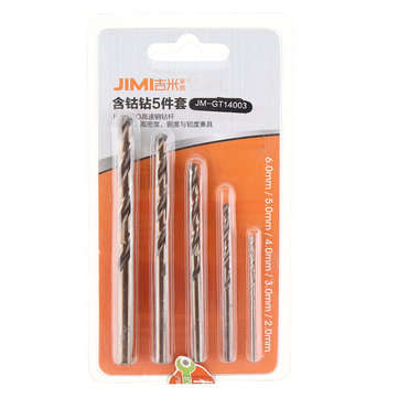 JIMI Upgrade 5Pcs 2-6mm Drill Bits HSS-CO Cobalt Twist Drill Bit For Bosch Dremel Rotary Tool
